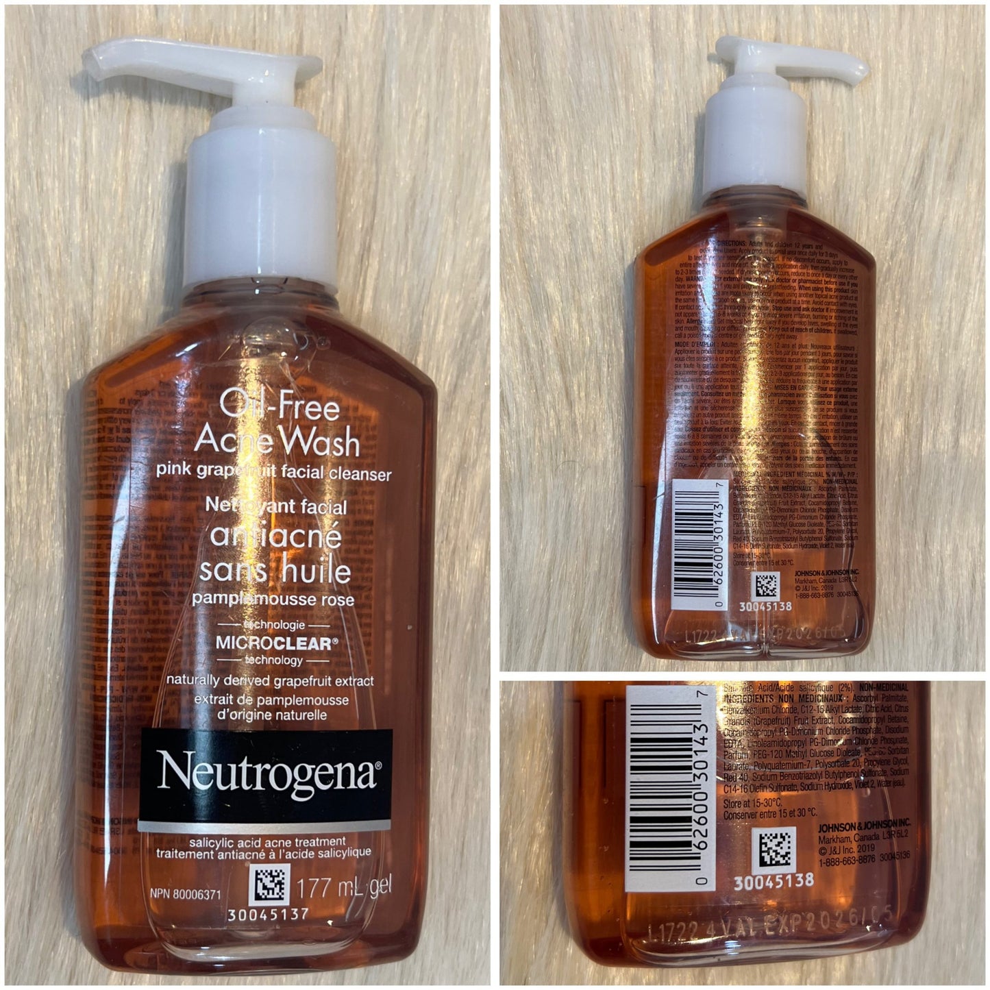 Neutrogena Oil-Free Acne Wash Pink Grapefruit Facial Cleanser 177ml