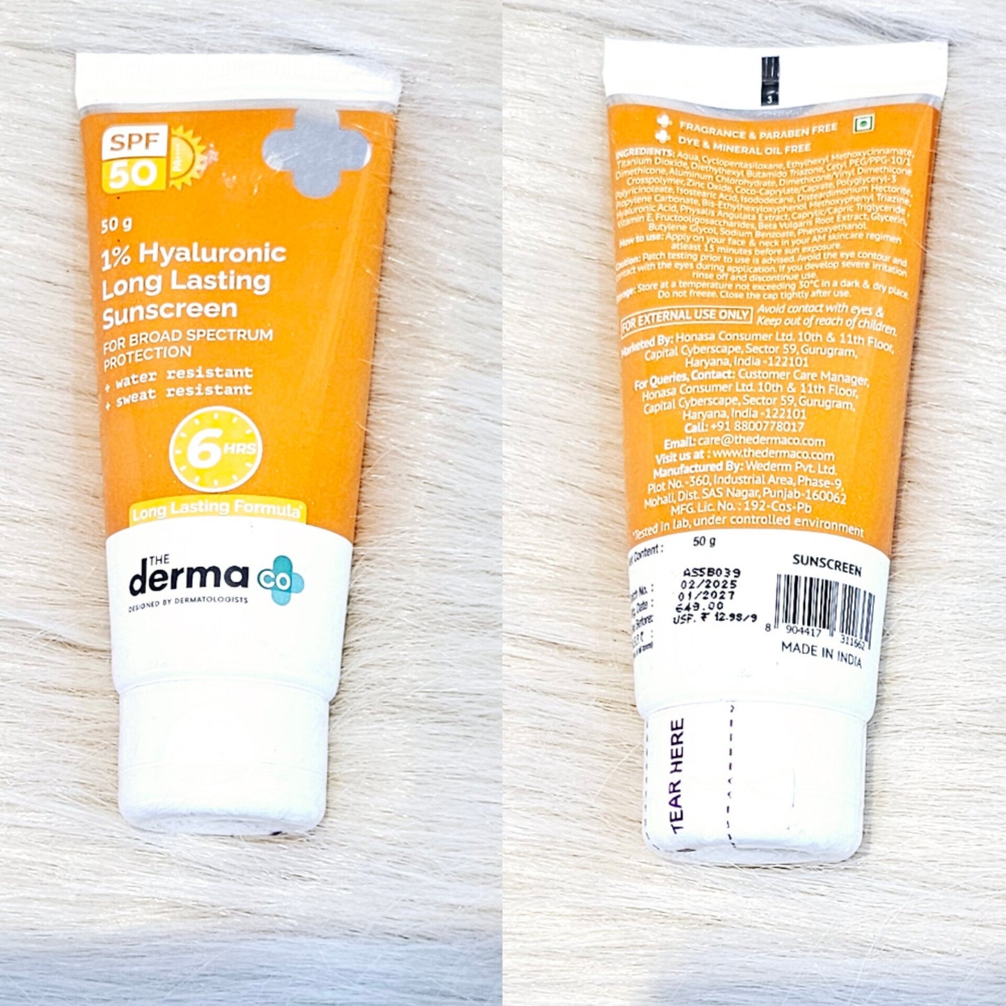 The Derma Co 1% Hyaluronic Sunscreen SPF 50 | 50g