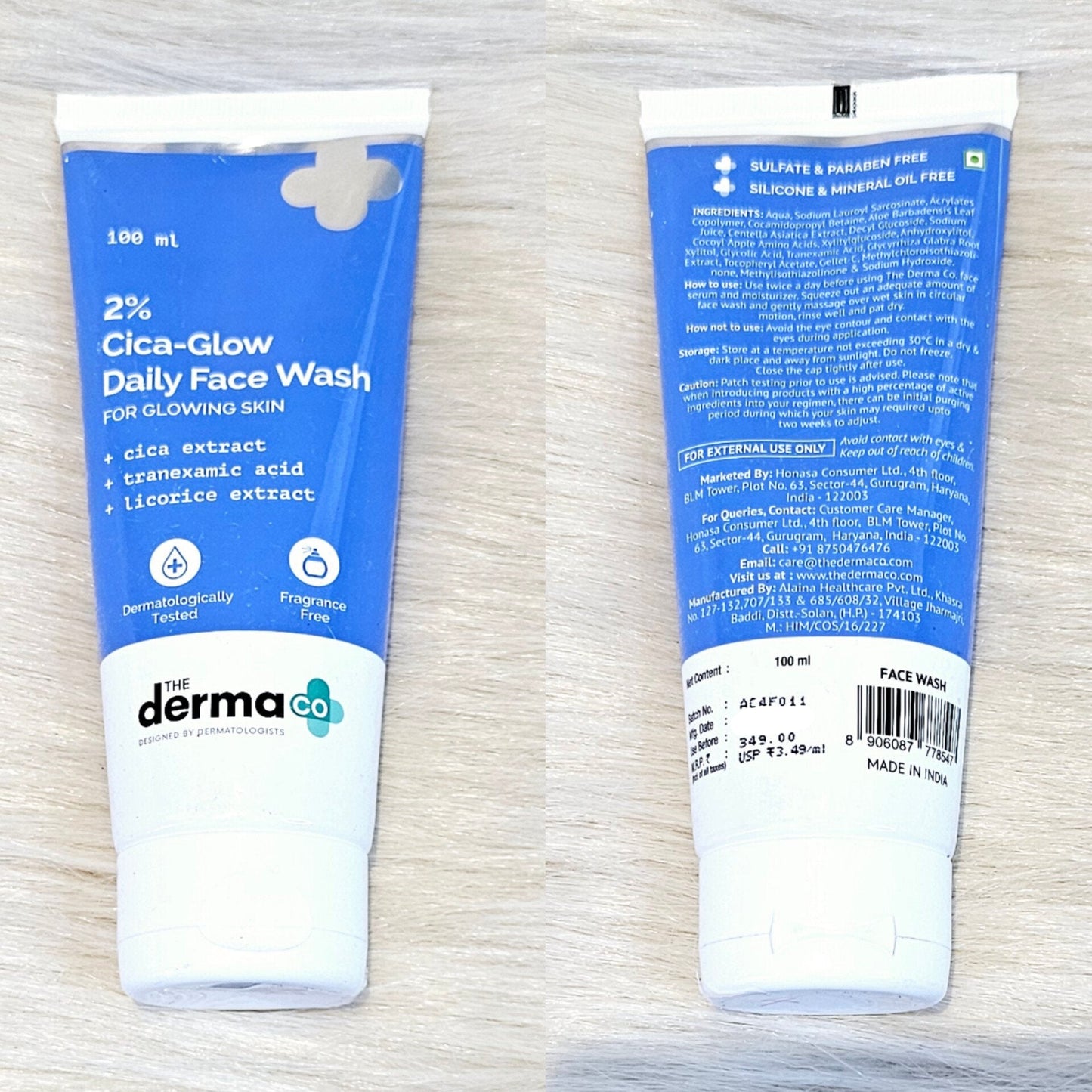The Derma Co 2% Cica Glow Face Wash 100g
