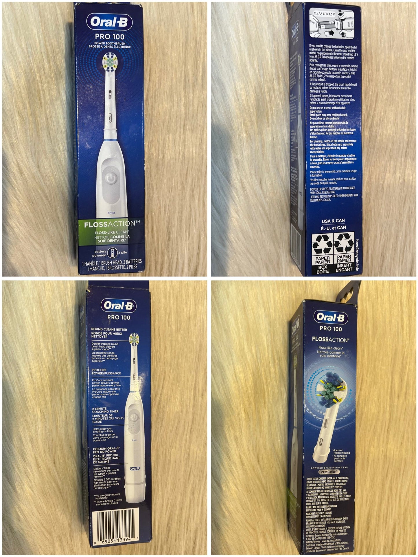 Oral-B Pro 100 FlossAction Battery Powered Electric Toothbrush (White)