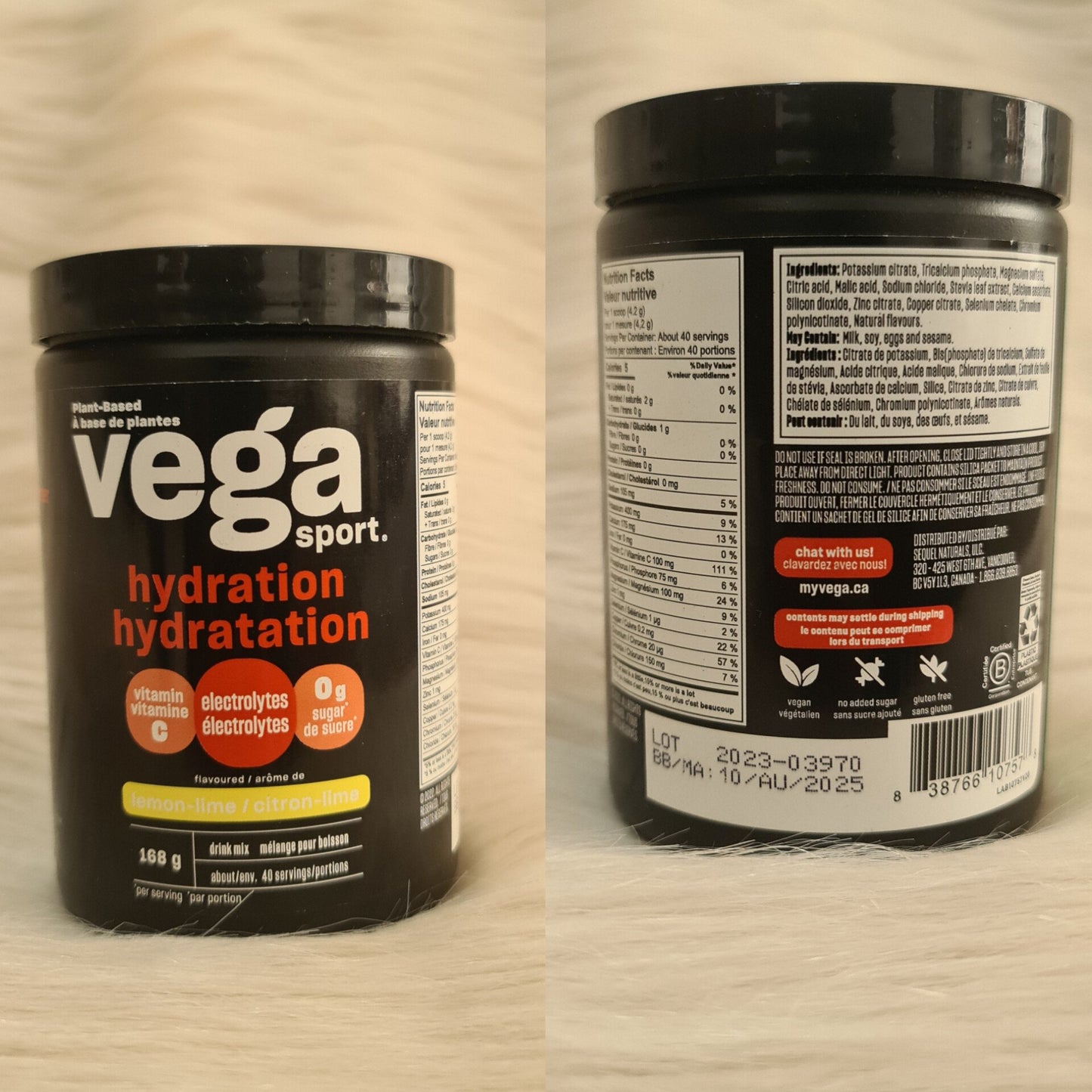 (Discounted Product) Vega Sport Hydration Electrolyte Powder Lemon Lime (40 Servings)