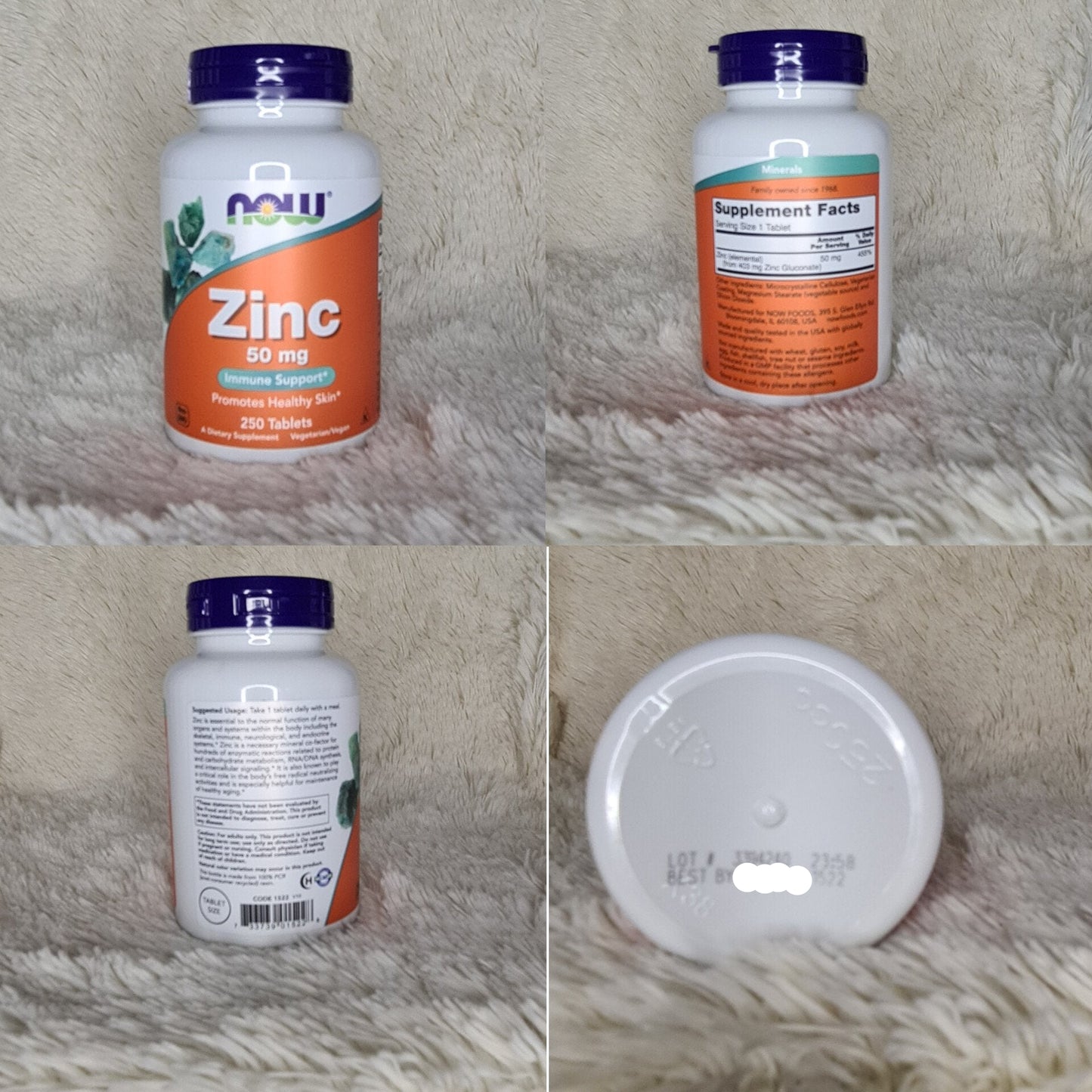 NOW Foods Zinc 50 mg – 250 Tablets