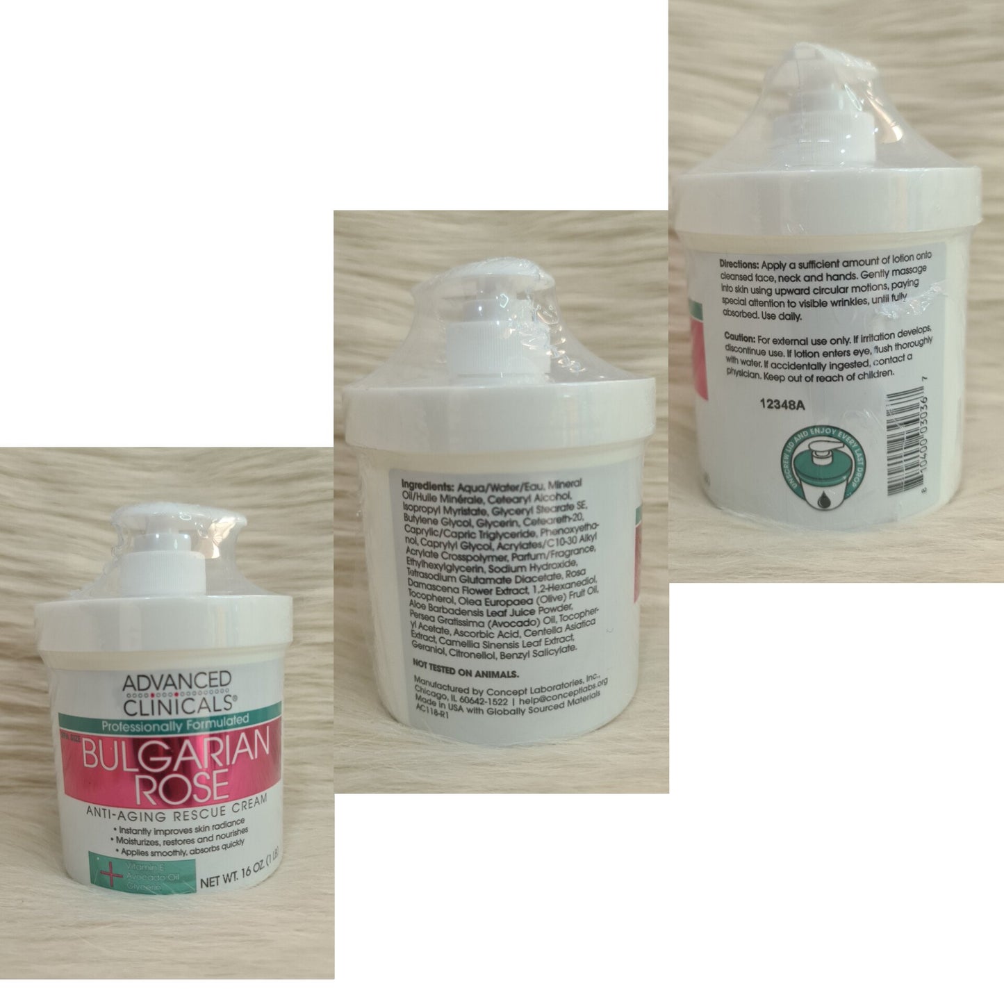 Advanced Clinicals Bulgarian Rose Anti-Aging Rescue Cream 454g