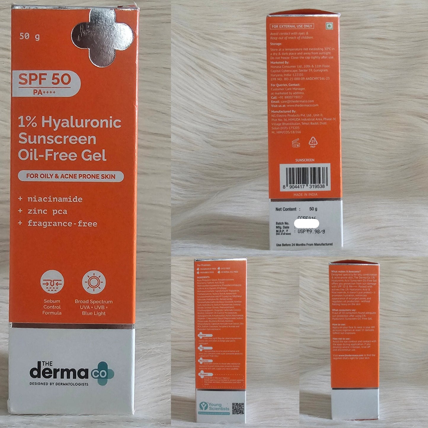 The Derma Co 1% Hyaluronic Sunscreen SPF 50 PA++++