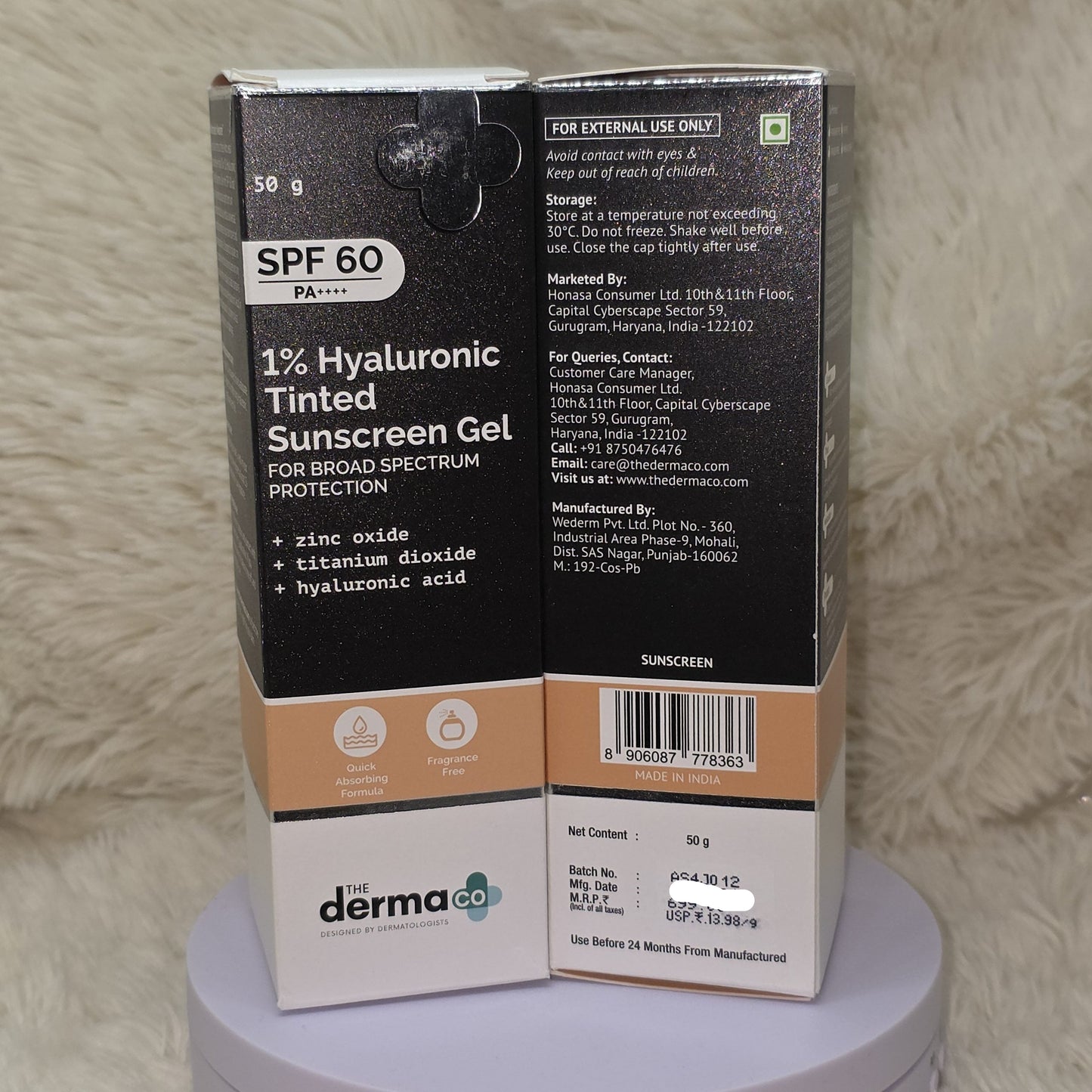 The Derma Co 1% Hyaluronic Tinted Sunscreen SPF 60