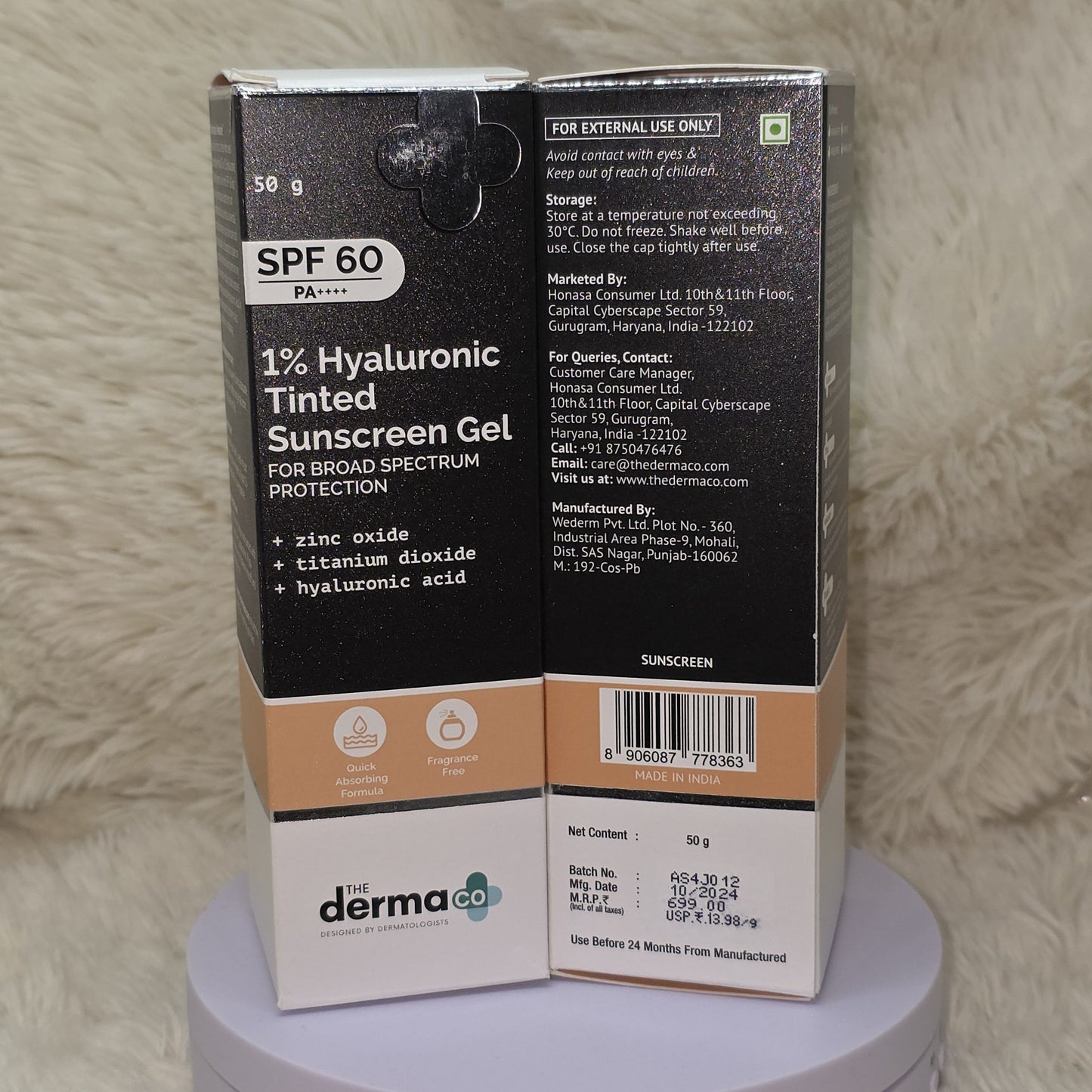 The Derma Co 1% Hyaluronic Tinted Sunscreen SPF 60