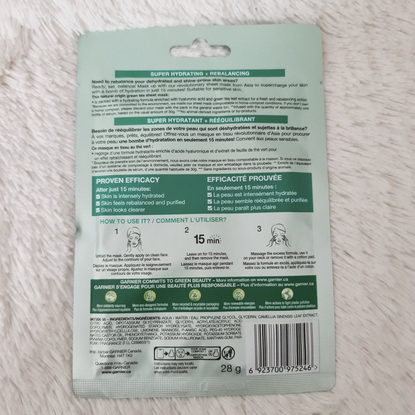 Garnier Moisture Bomb Green Tea Sheet Mask