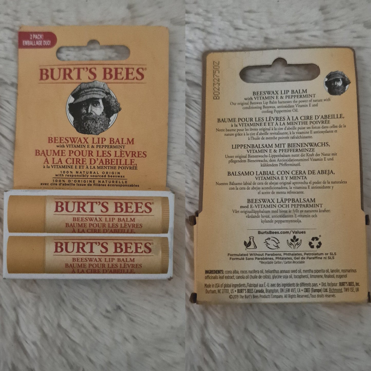 Burt’s Bees Lip Balm Multipack – Beeswax & Vitamin E (2 Tubes)