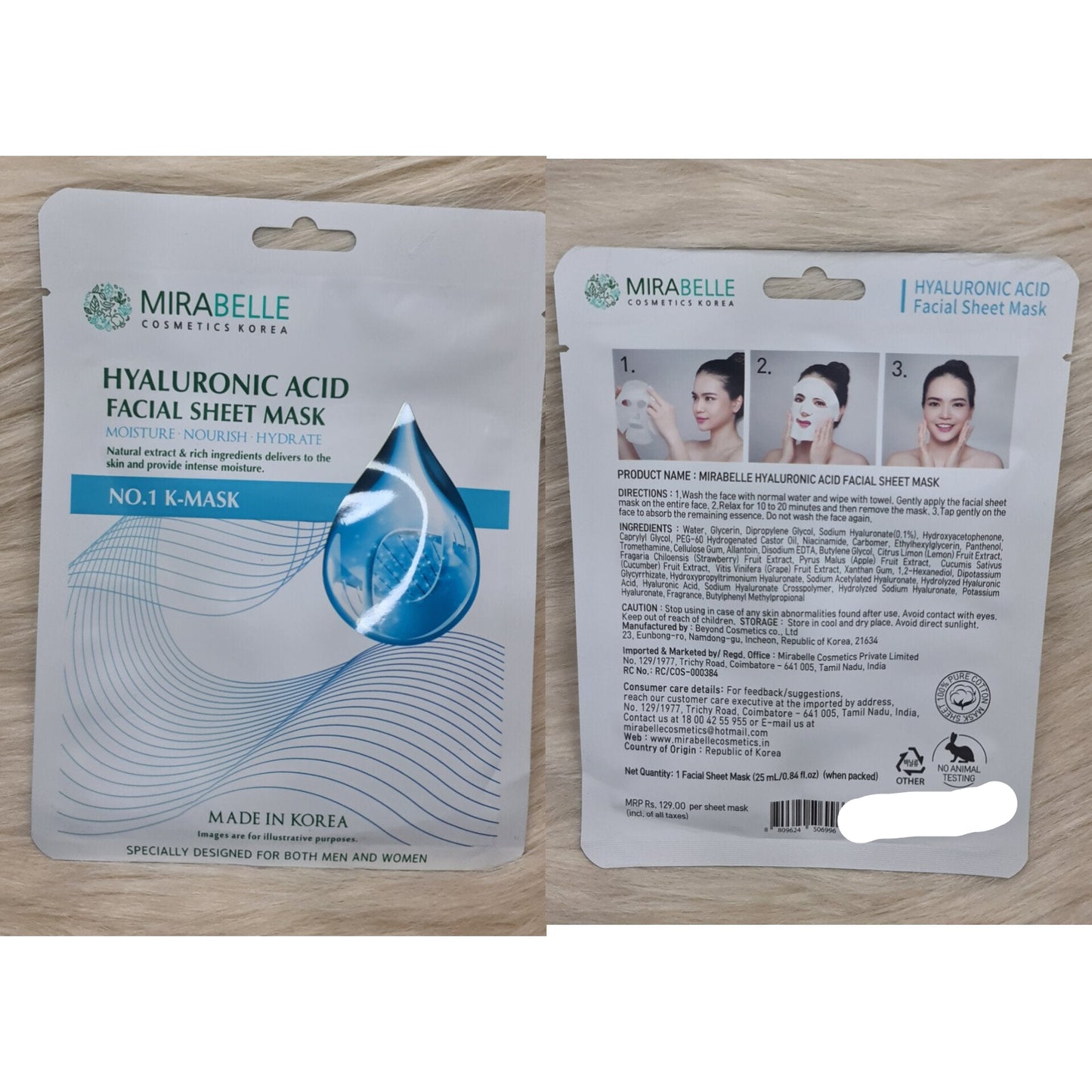 Mirabelle Hyaluronic Acid Hydrating Sheet Mask