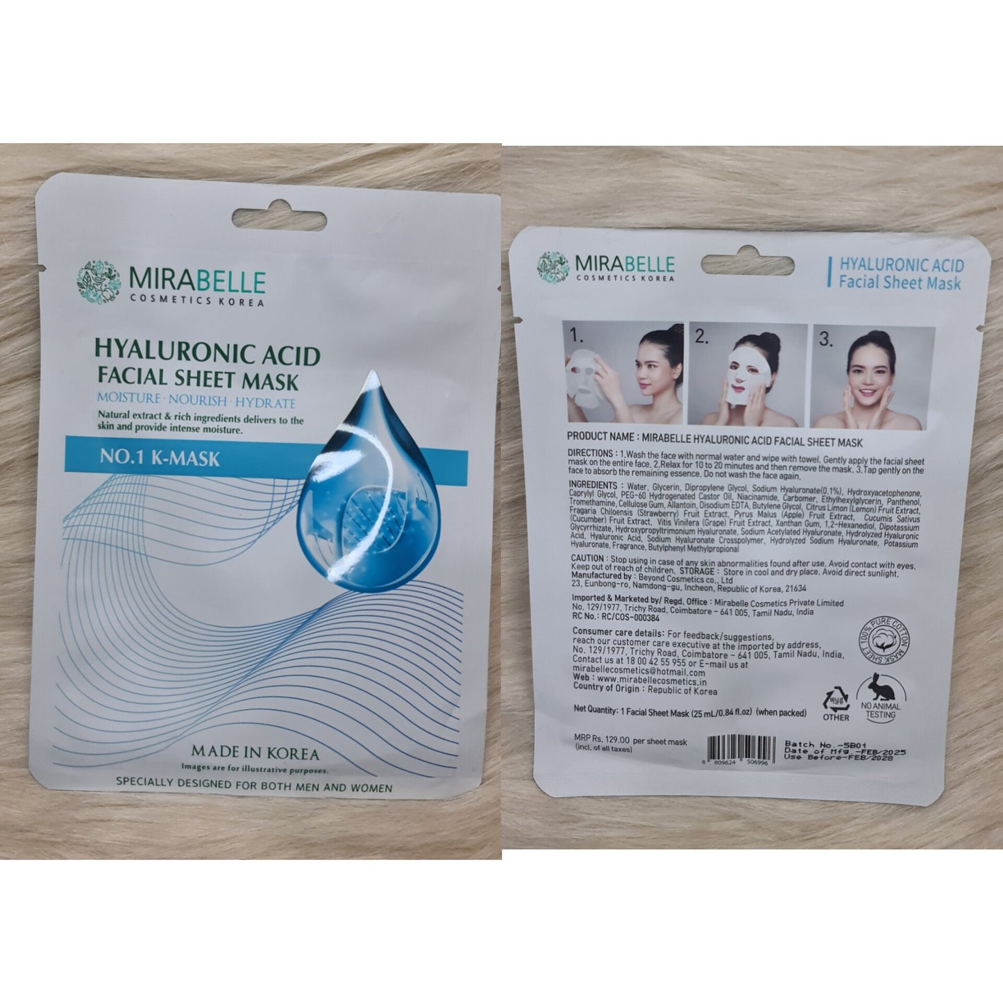Mirabelle Hyaluronic Acid Hydrating Sheet Mask