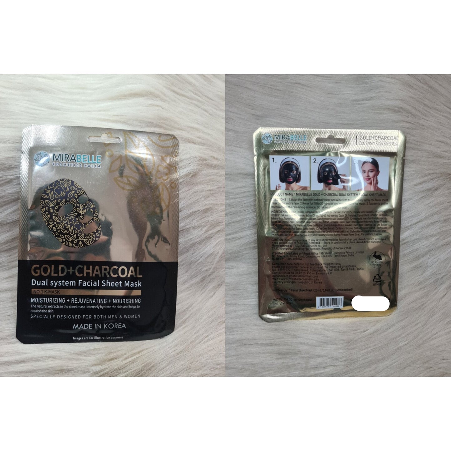 Mirabelle Gold + Charcoal Sheet Mask 25ml
