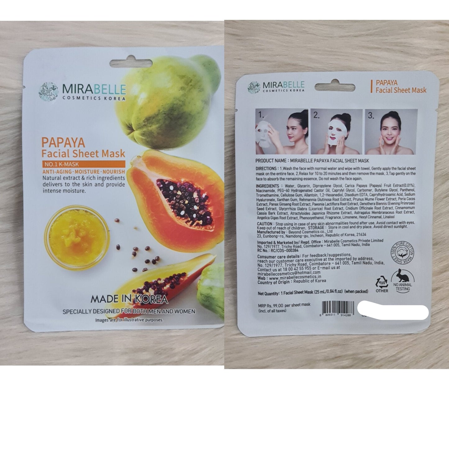 Mirabelle Korea Papaya Facial Sheet Mask – Glow Boost