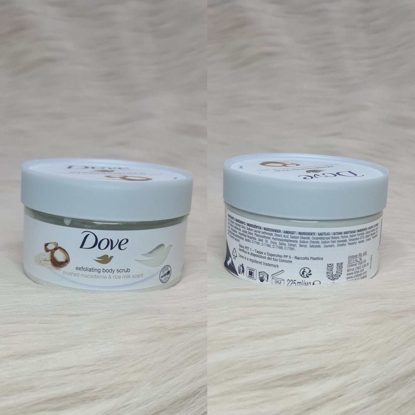 Dove Crushed Macadamia & Rice Milk Exfoliating Body Scrub 225ml