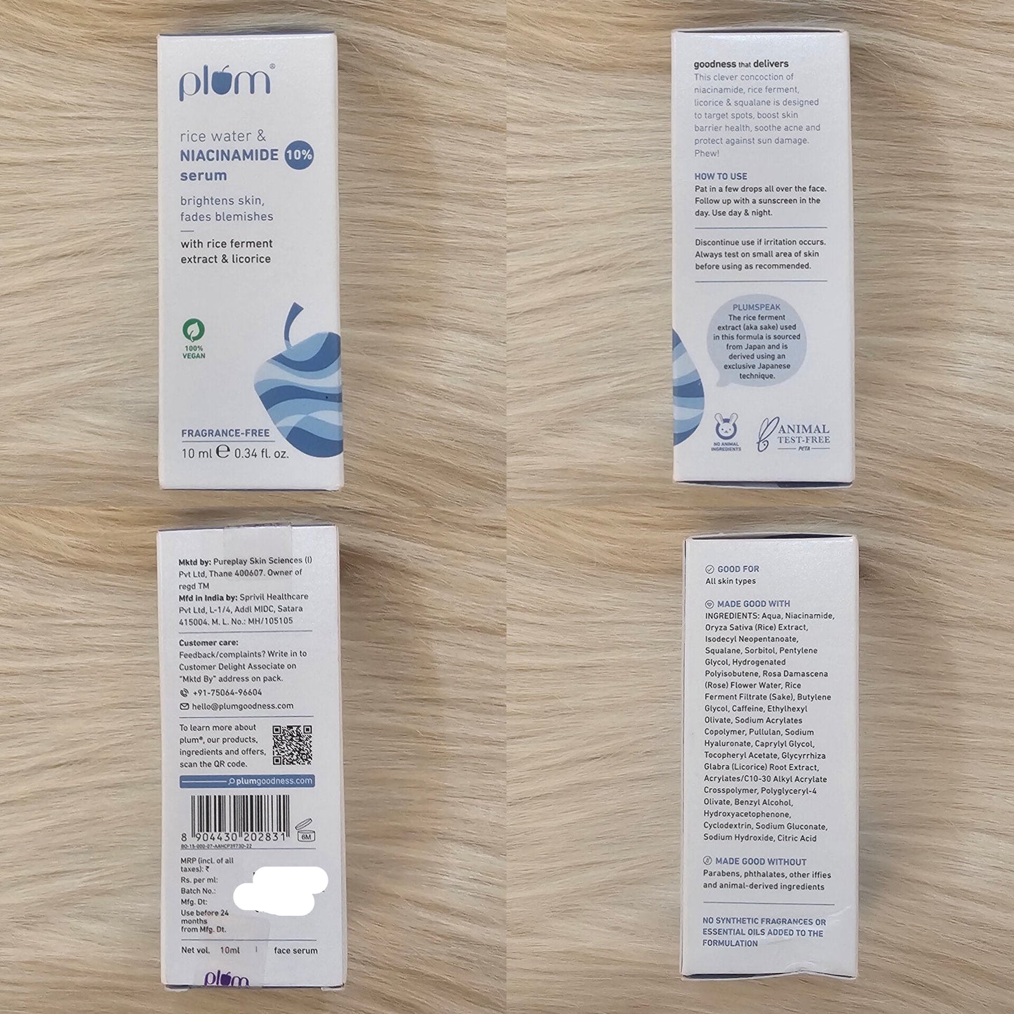 Plum 10% Niacinamide & Rice Water Face Serum (10ml)