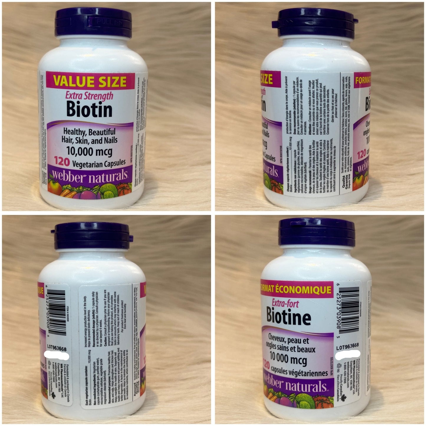 Webber Naturals Biotin Extra Strength 10,000 mcg – 120 Capsules