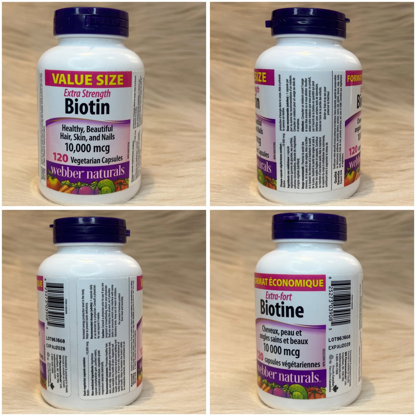 Webber Naturals Biotin Extra Strength 10,000 mcg – 120 Capsules