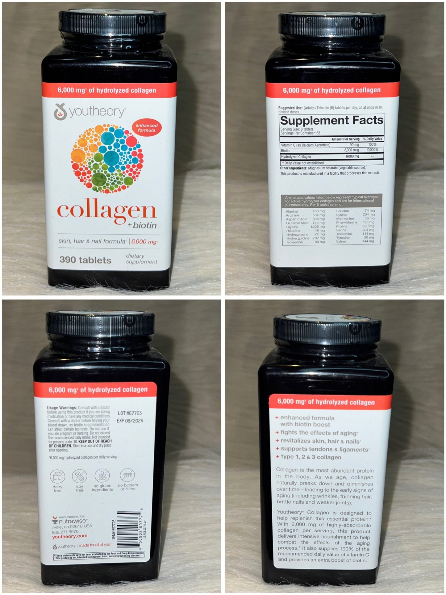 Youtheory Collagen Plus Biotin 390 Tablets