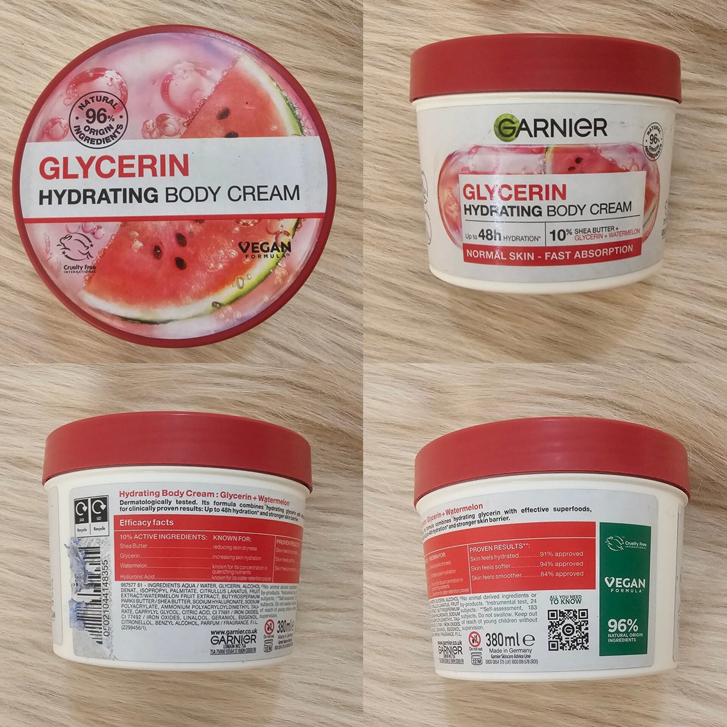 ( Discounted Product ) Garnier Body Superfood, Hydrating body Cream, With Watermelon, Normal Skin, 380ml