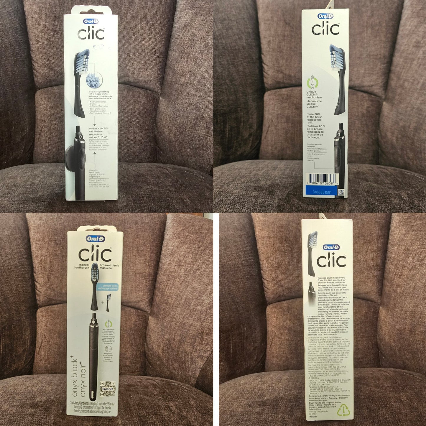 Oral-B Clic Toothbrush Matte Black – 2 Brush Heads & Magnetic Holder