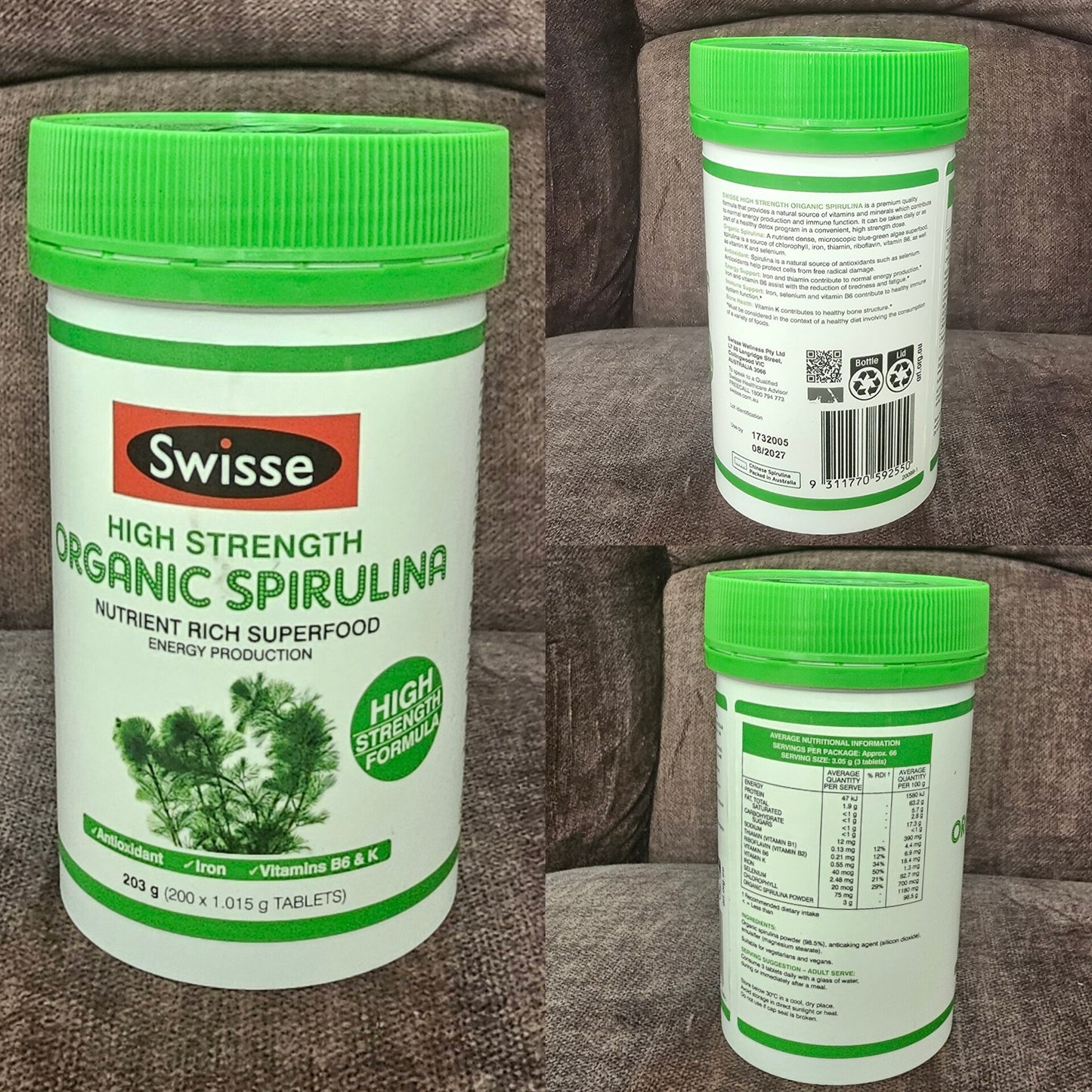 Swisse High Strength Organic Spirulina 200 Tablets
