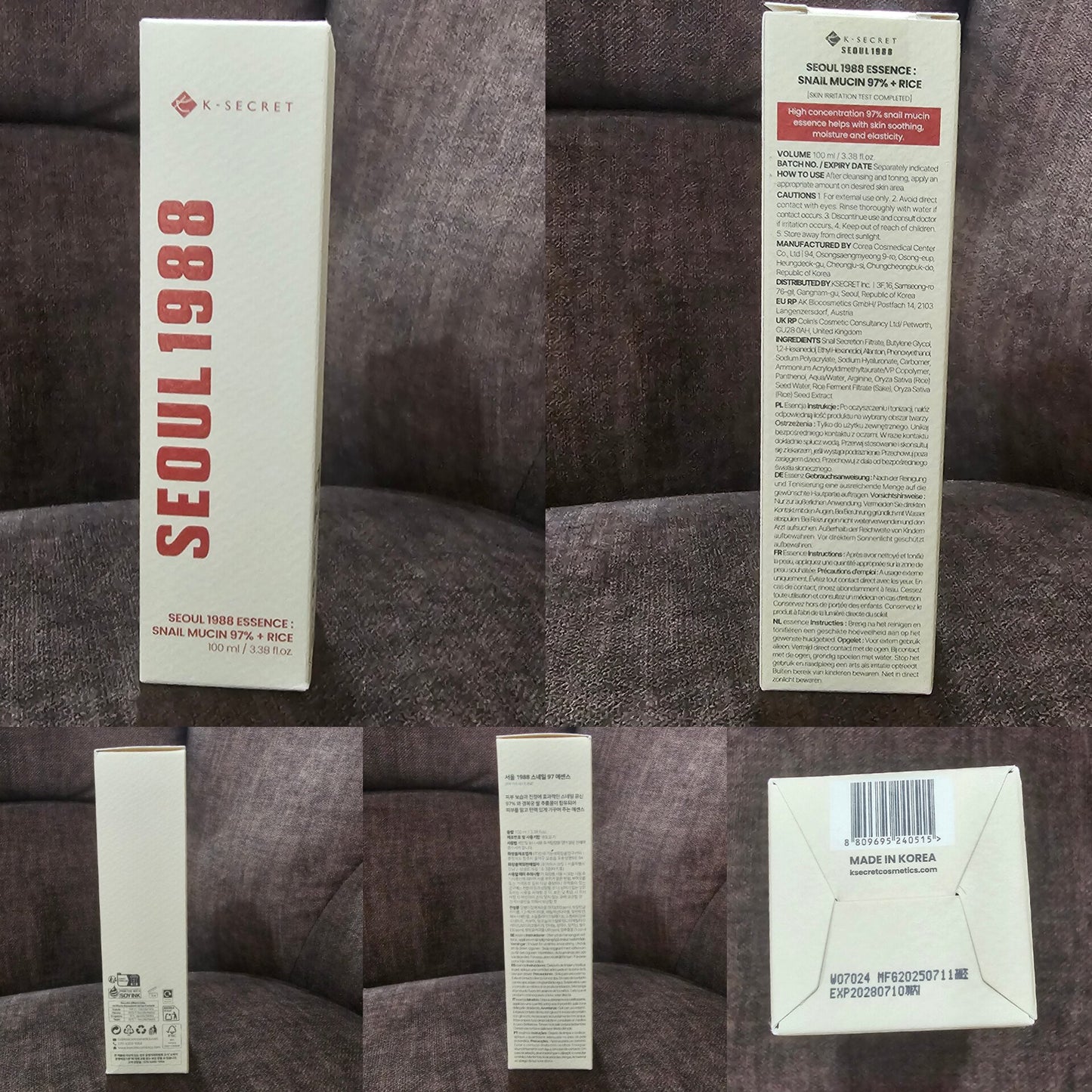 K-Secret Seoul 1988 Essence: Snail Mucin 97% + Rice – 100ml