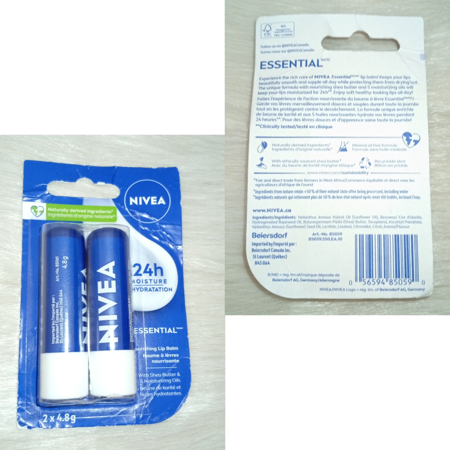 NIVEA Lip Care Essential (2 x 4.8g) – Jojoba Oil & Shea Butter