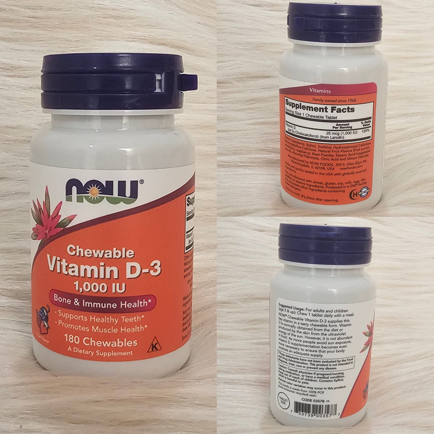 NOW Foods Vitamin D3 1000 IU – 180 Chewable Tablets