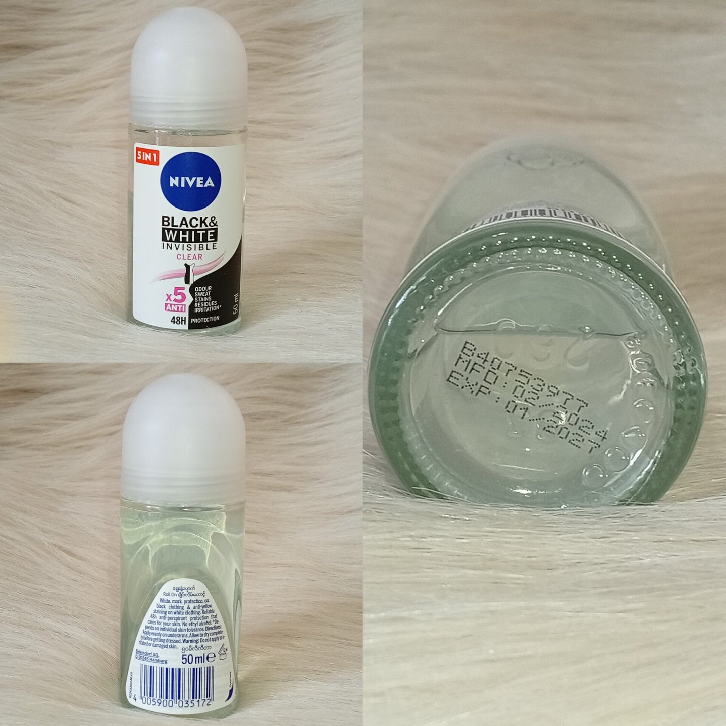 NIVEA Black & White Invisible 48H Water Lily Roll-On 50ml