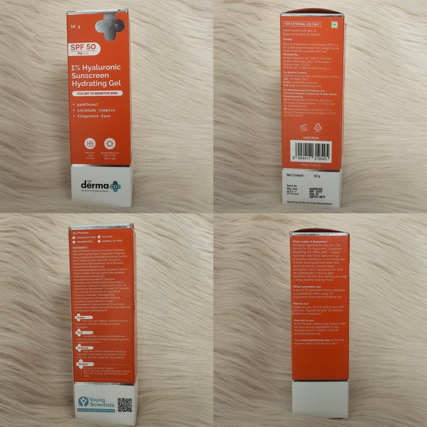 The Derma Co Hyaluronic Sunscreen Gel SPF 50