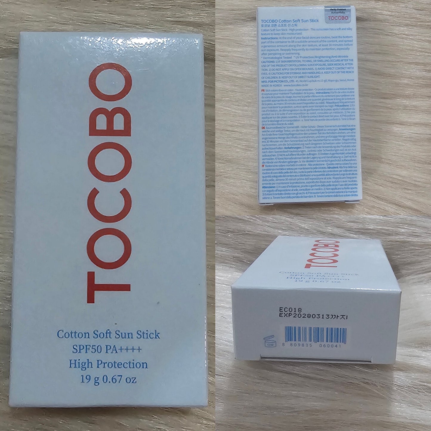 TOCOBO Cotton Soft Sun Stick SPF50+ PA++++ (19g)