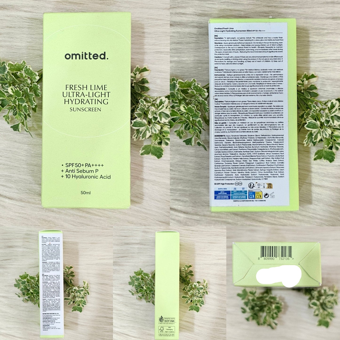 Omitted Fresh Lime Glow Moisture Sunscreen SPF50+ PA++++ (50ml)