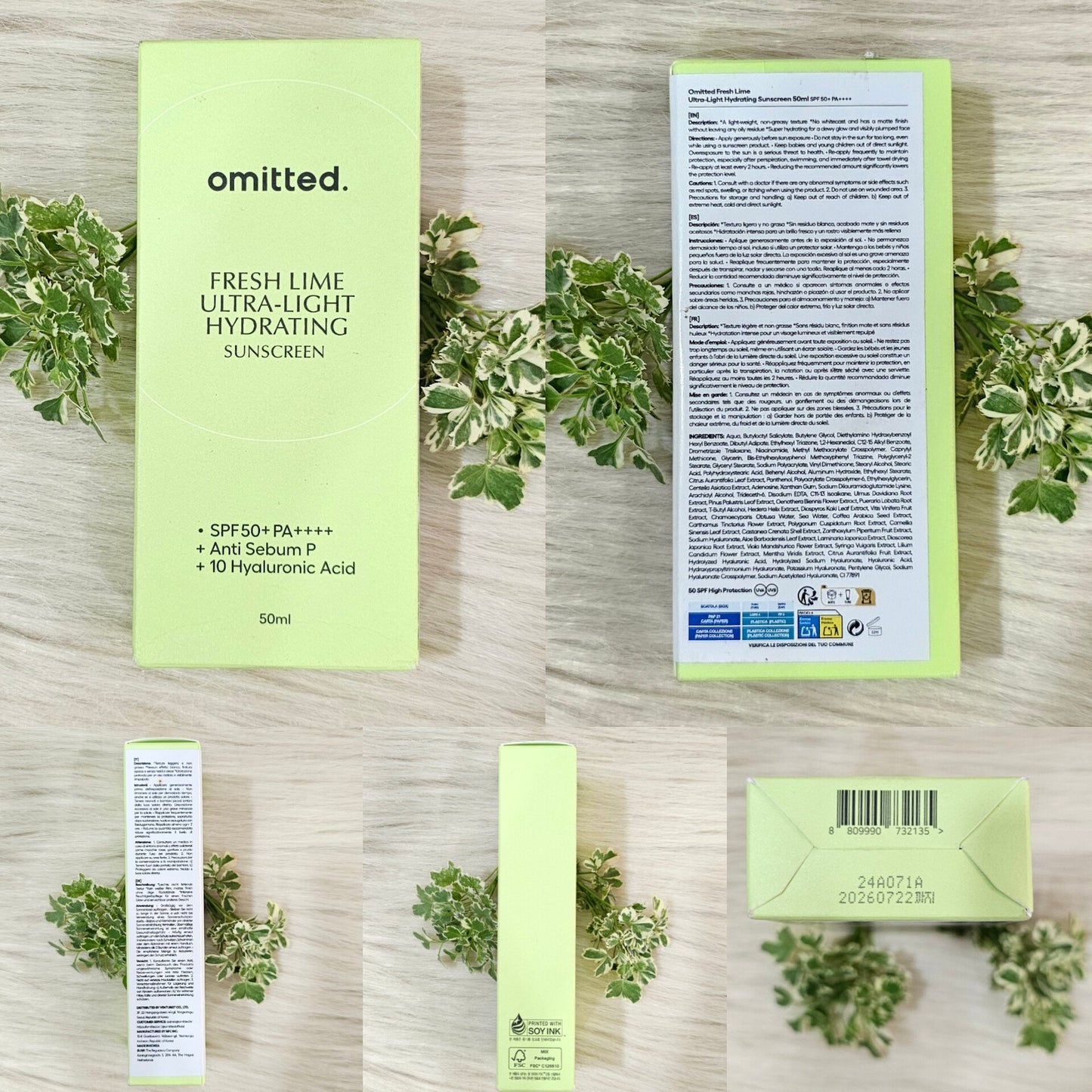 Omitted Fresh Lime Glow Moisture Sunscreen SPF50+ PA++++ (50ml)