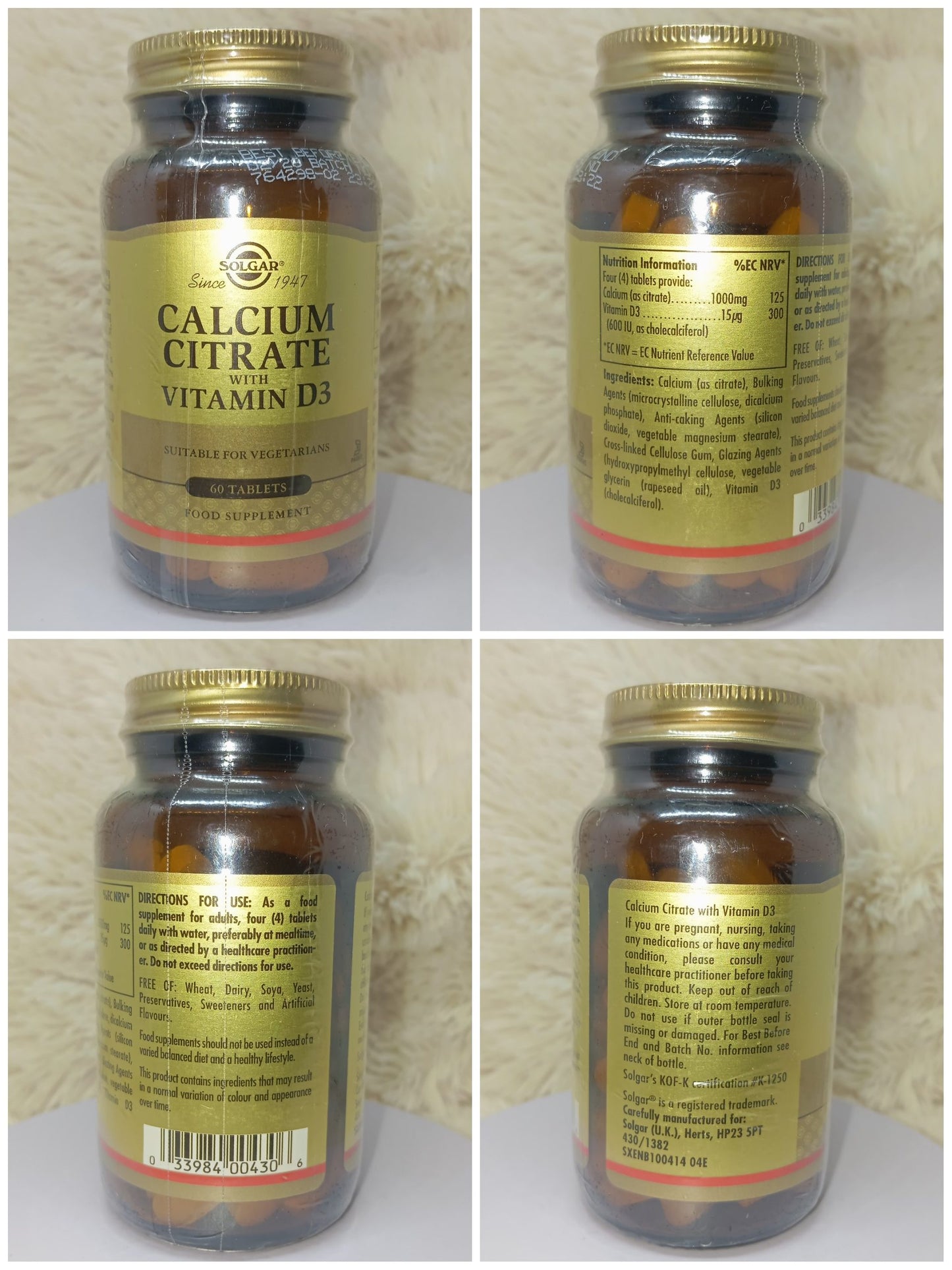 Solgar Calcium Citrate with Vitamin D3 (60 Tablets)