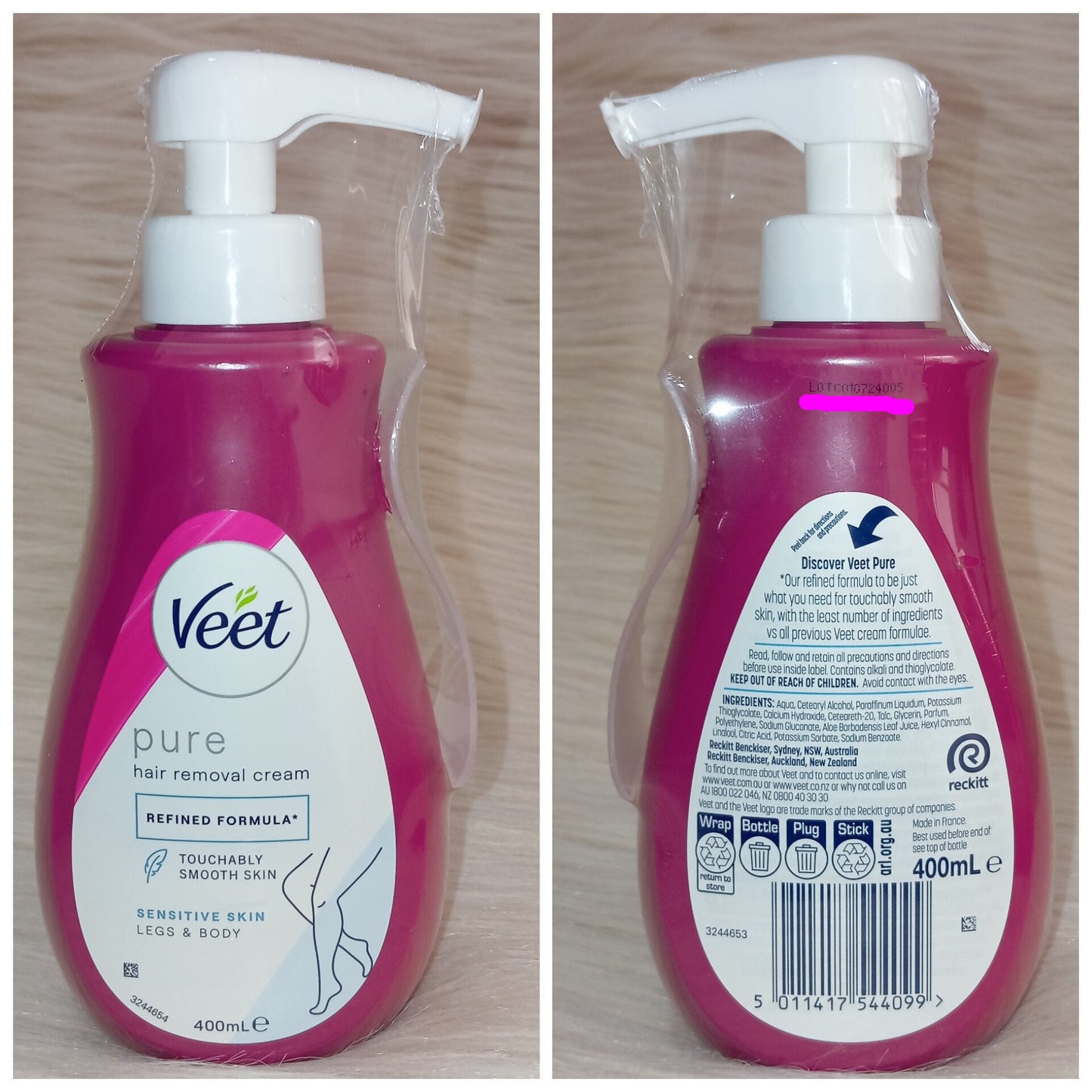 Veet Pure Hair Removal Cream Legs & Body – Sensitive Skin (400ml)