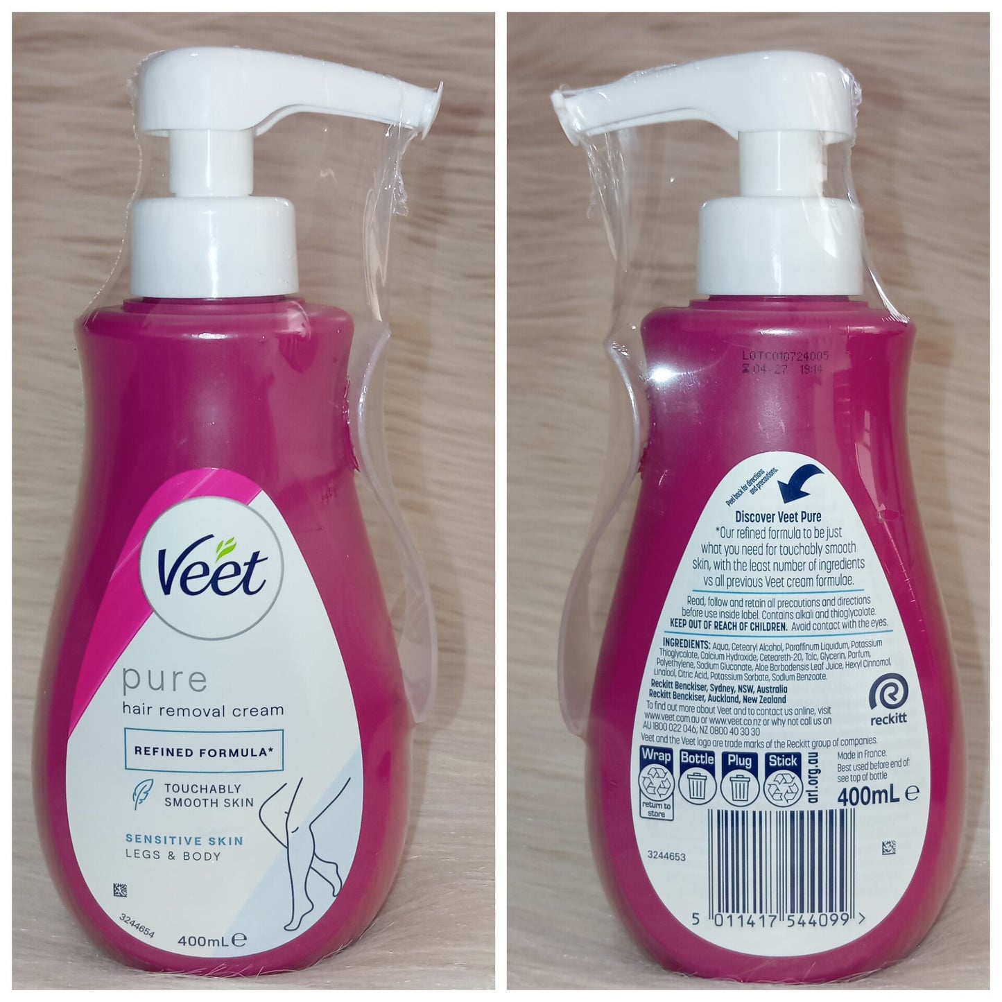 Veet Pure Hair Removal Cream Legs & Body – Sensitive Skin (400ml)