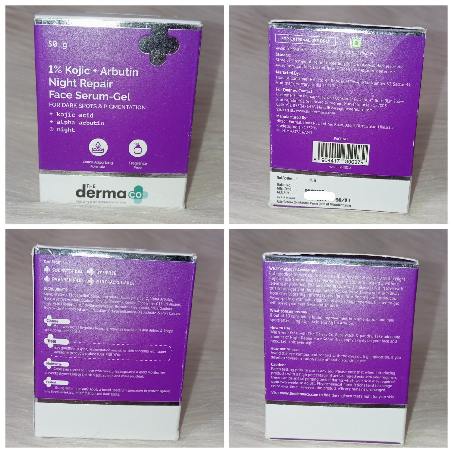 The Derma Co 1% Kojic & Arbutin Night Serum-Gel (50g)