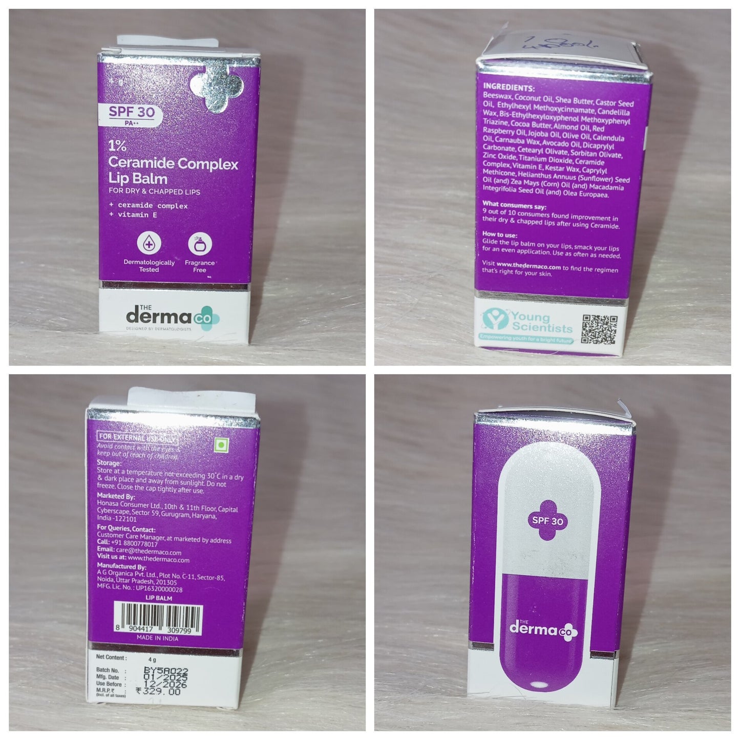 The Derma Co Ceramide Lip Balm SPF 30 – 4g