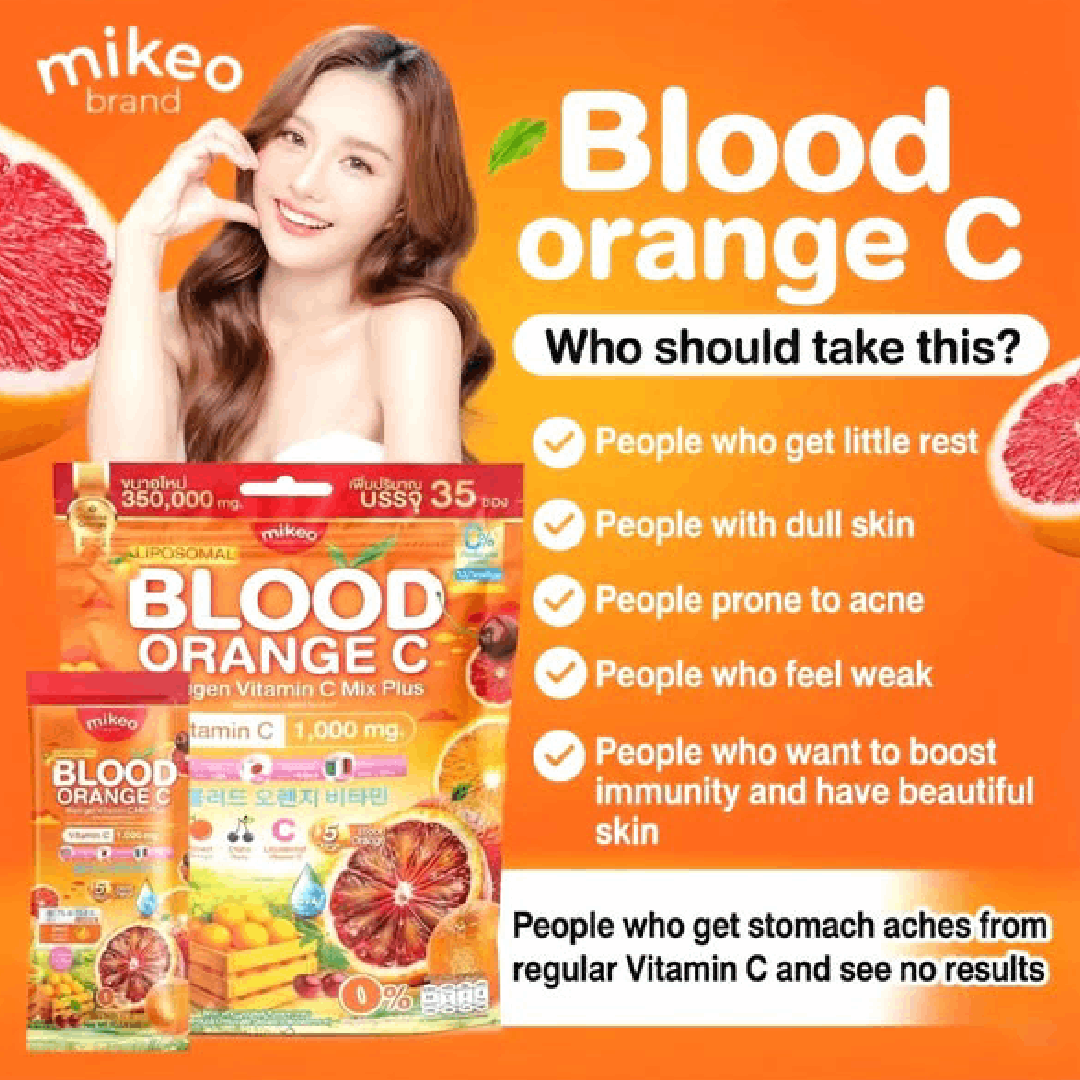 Mikeo Blood Orange Collagen Vitamin C Mix Plus Whitening+ Anti Aging Juice 10g/35 35 Sachets