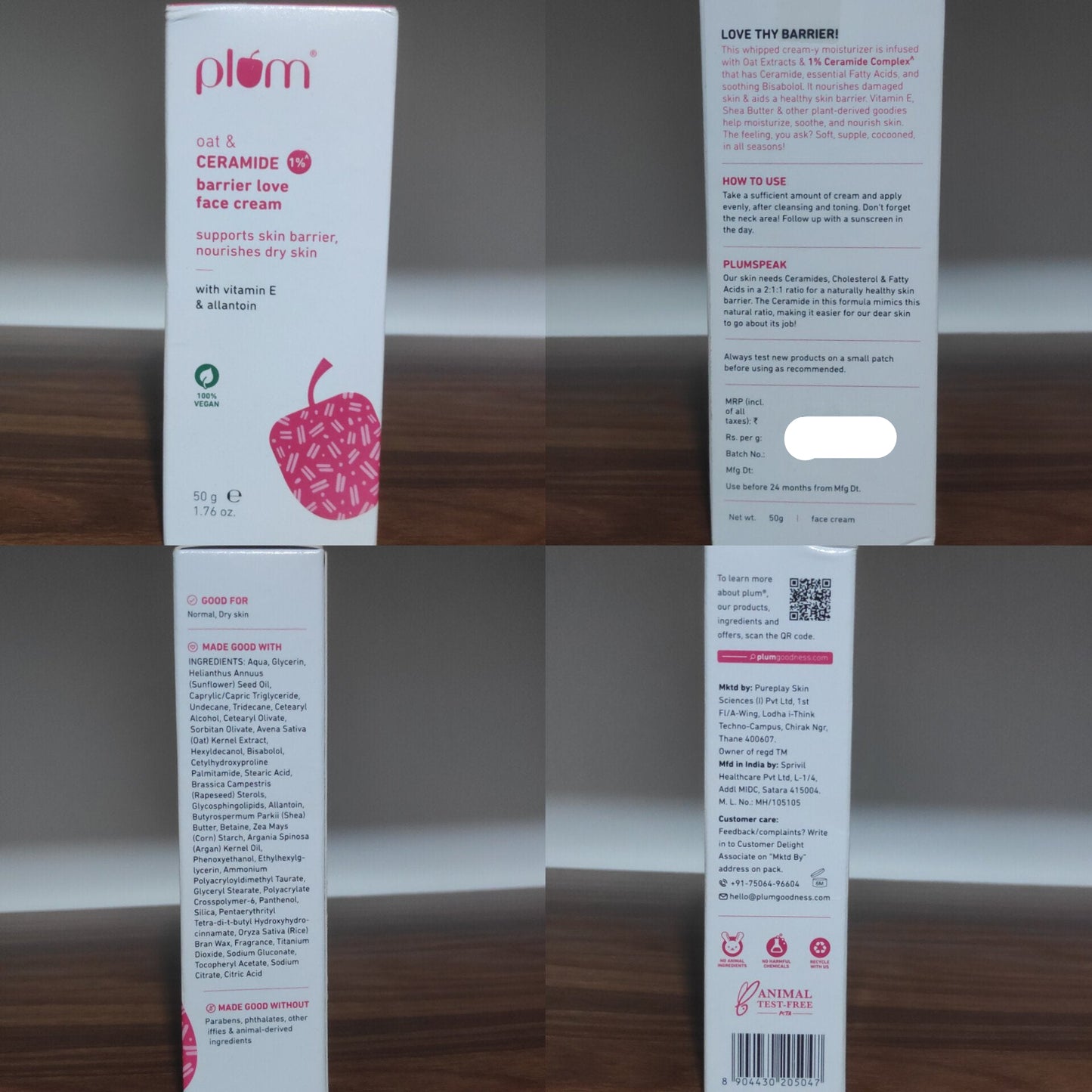 Plum 1% Ceramide Face Cream with Oat (50g)