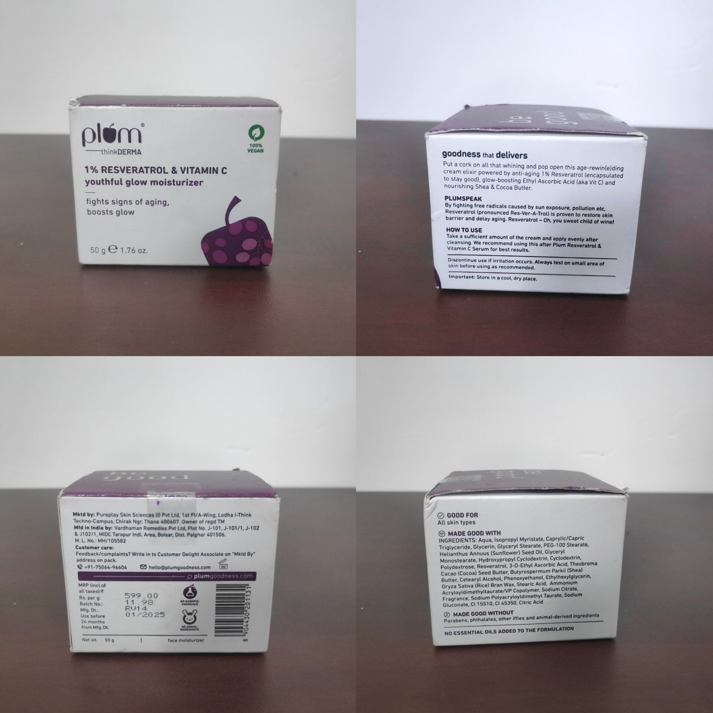 Plum 1% Resveratrol & Vitamin C Youthful Glow Moisturizer 50g