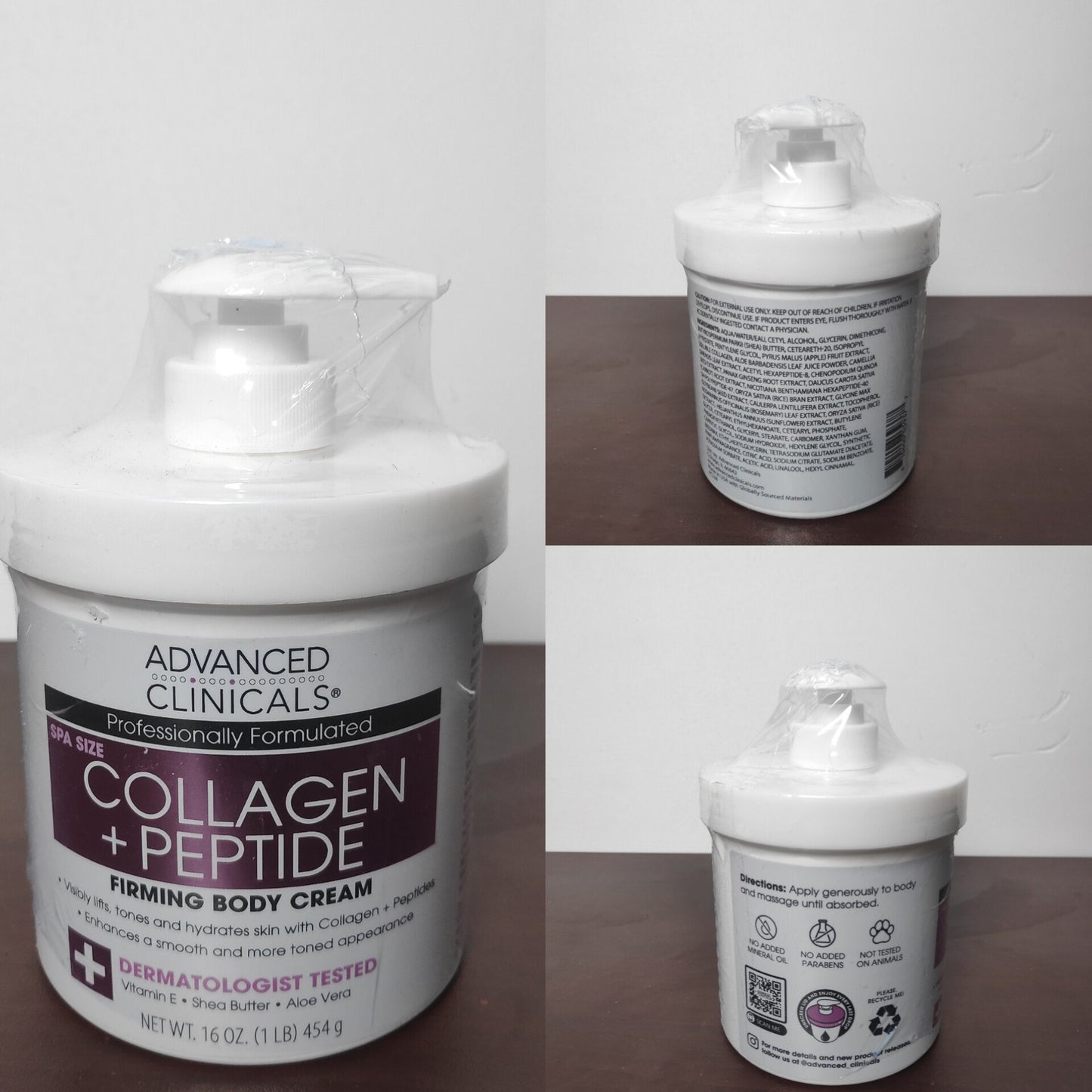 Advanced Clinicals Collagen + Peptide Firming Body Cream 454g