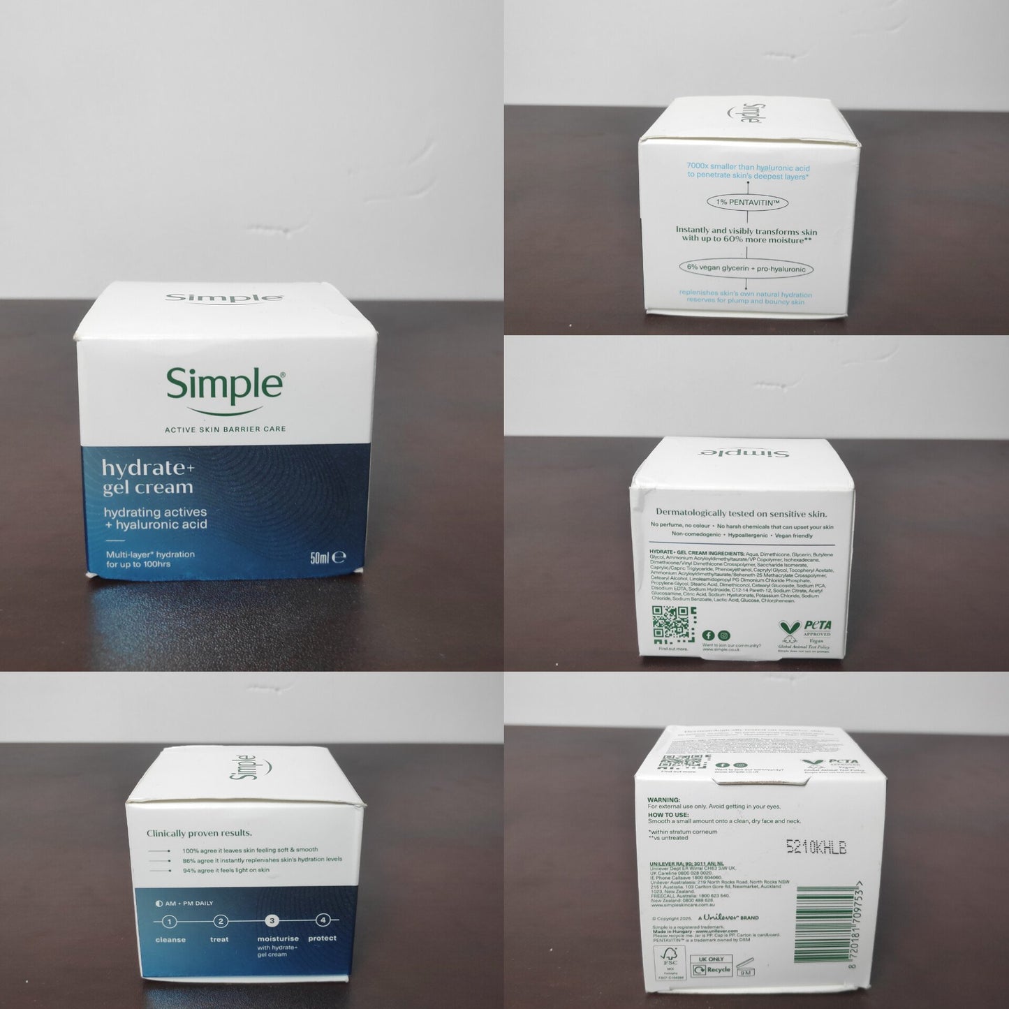 Simple Hydrate+ Facial Moisturiser Lightweight Refreshing Face Cream – 50ml