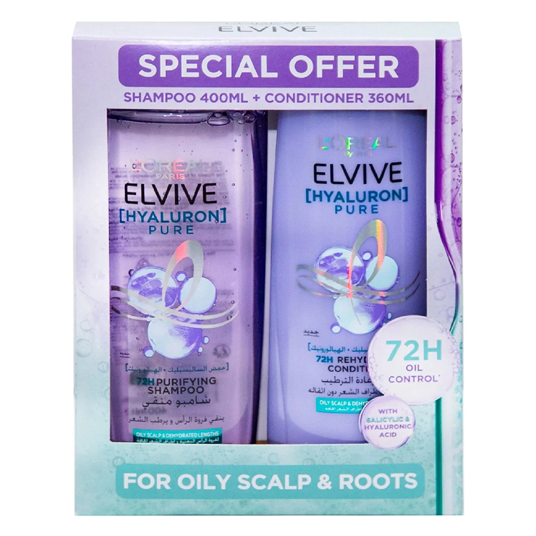 L'Oréal Elvive Hyaluron Pure Shampoo & Conditioner Set (400ml + 360ml)