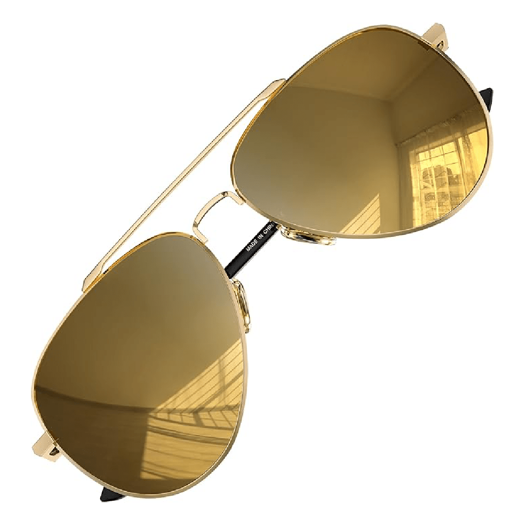 LUENX Aviator Sunglasses for Men and Women - Polarized Driving Classic Shades, UV 400 Protection (60MM) (Pre-order) - 19-mirror Gold