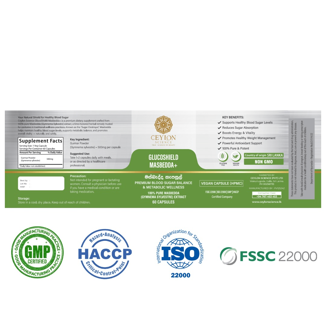 Ceylon Science GlucoShield Masbedda+ 60 Veg Capsules