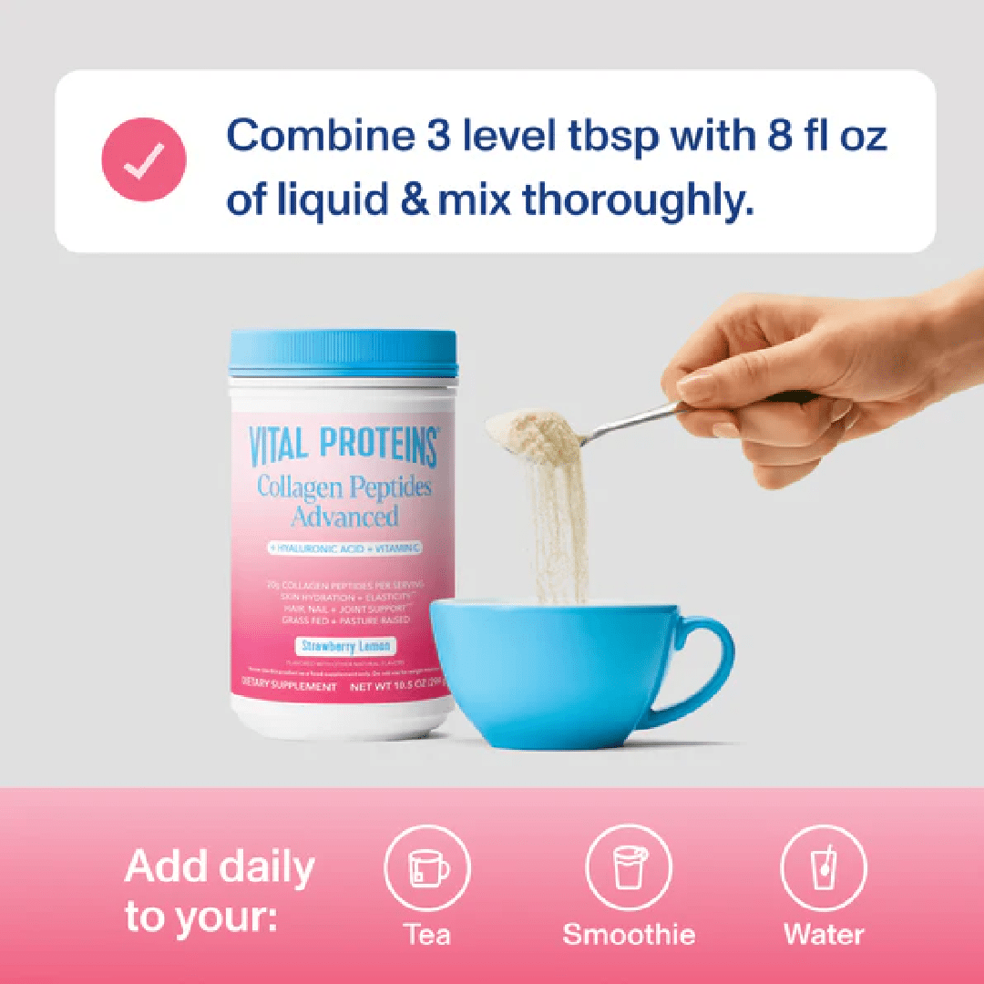 Vital Proteins Advanced Collagen Peptides + Hyaluronic Acid + Vitamin C (Strawberry Lemon) 299g