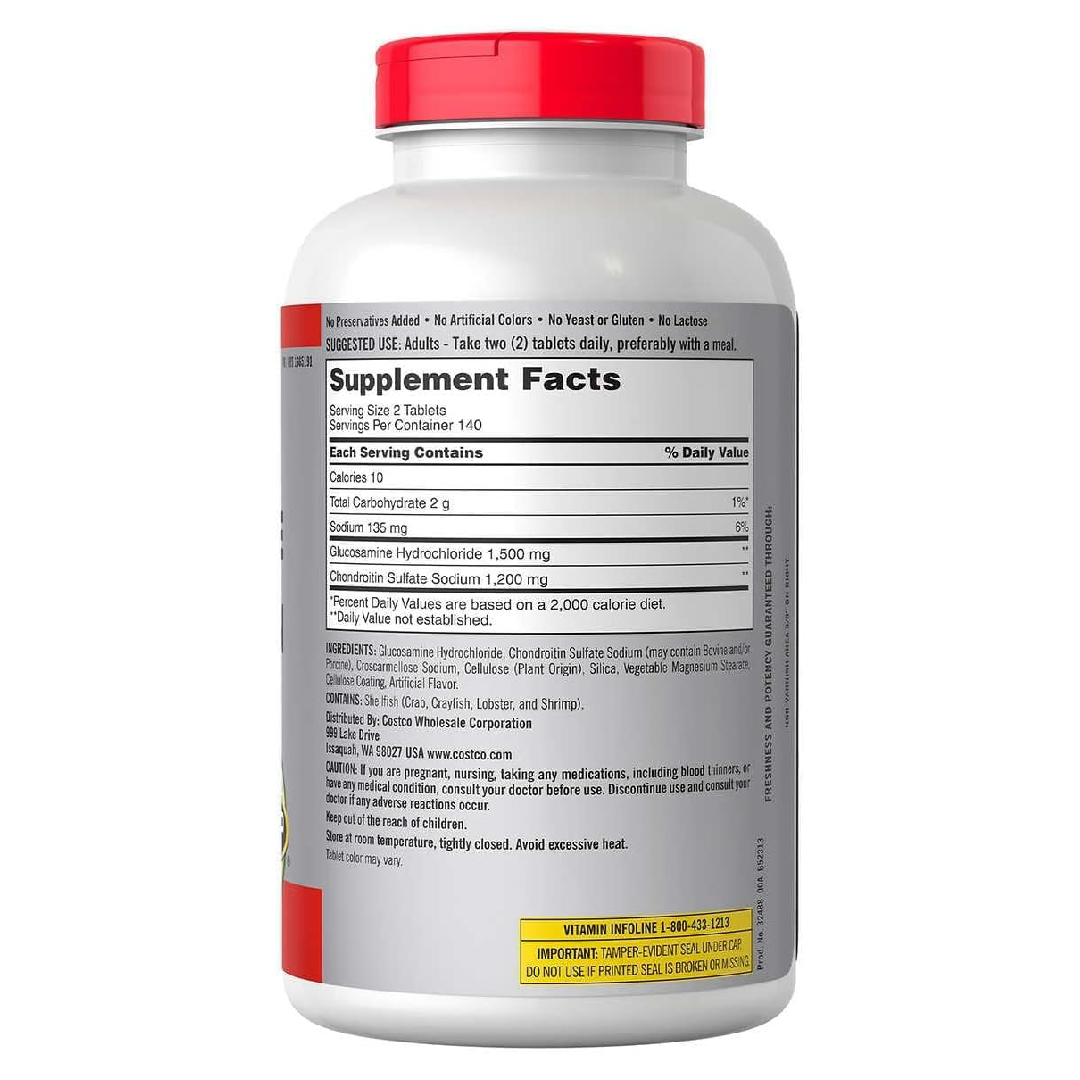 Kirkland Signature Glucosamine 1500mg Chondroitin MSM 1200g 280 Tablets