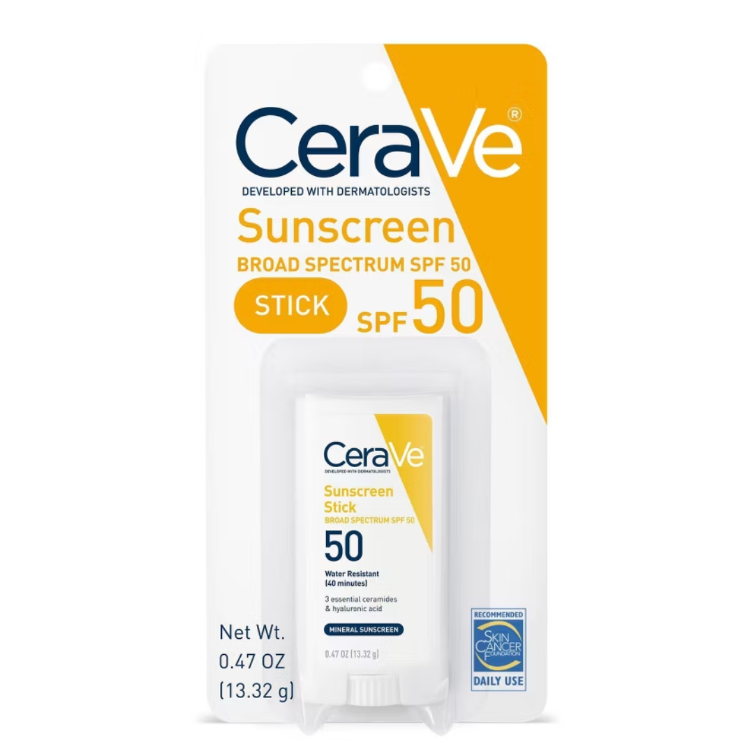 CeraVe 100% Mineral Sunscreen Stick SPF 50 Face & Body 0.47oz