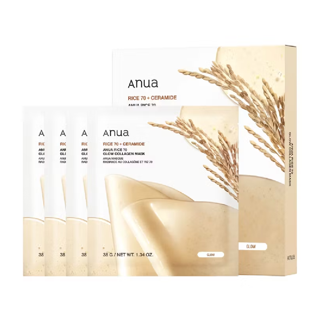 Anua Rice 70 Glow Collagen Mask 38g x 4