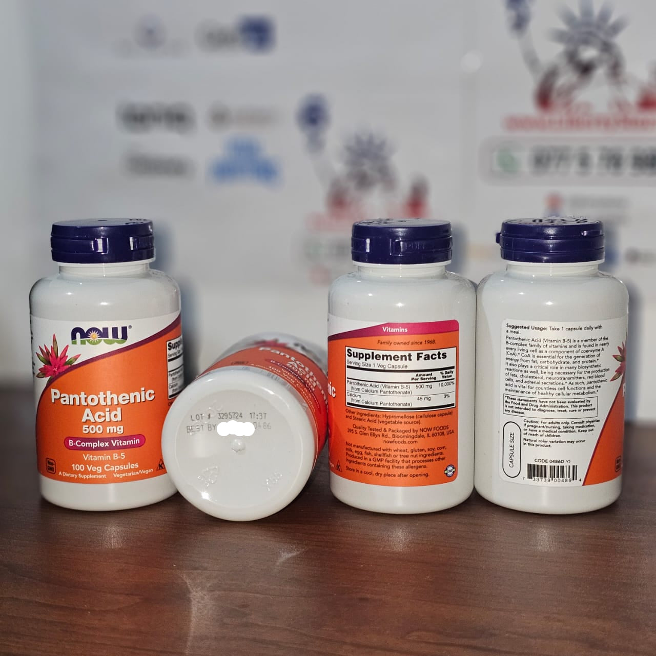 NOW Foods Pantothenic Acid 500mg 100Veg Capsules